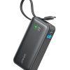 Anker Nano Power Bank, 10,000mAh Portable Charger with Built-in USB-C Cable, 30W Recharging, 30W Max Output with USB-C&A, for iPhone 16/15 Series, MacBook, Galaxy, AirPods, and More with cable（Pure Black ）