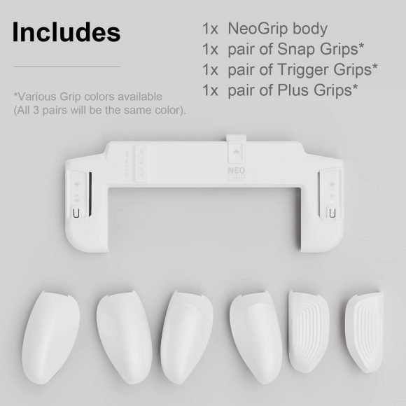 Skull & Co. NeoGrip: an Ergonomic Grip Hard Shell with Replaceable Grips [to fit All Hands Sizes] for Nintendo Switch OLED and Regular Model [No Carrying Case] - White NeoGrip [For Switch OLED Model] NeoGrip-White - Image 4