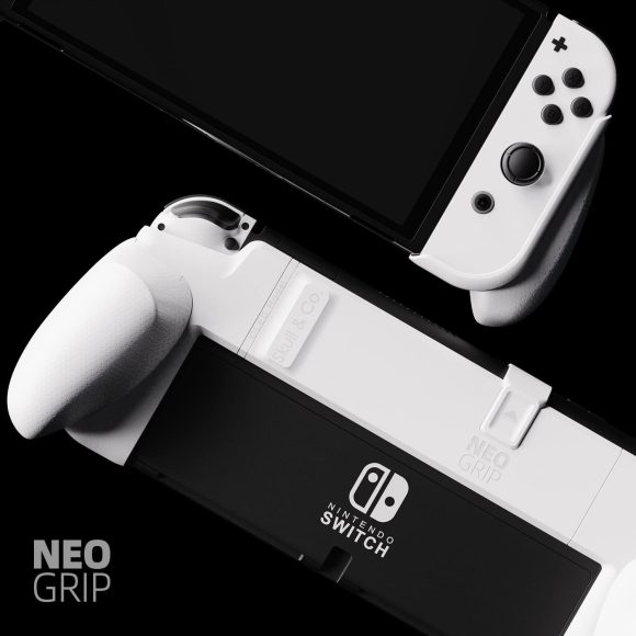 Skull & Co. NeoGrip: an Ergonomic Grip Hard Shell with Replaceable Grips [to fit All Hands Sizes] for Nintendo Switch OLED and Regular Model [No Carrying Case] - White NeoGrip [For Switch OLED Model] NeoGrip-White - Image 7