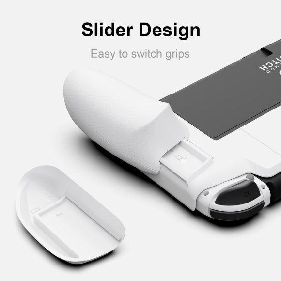 Skull & Co. NeoGrip: an Ergonomic Grip Hard Shell with Replaceable Grips [to fit All Hands Sizes] for Nintendo Switch OLED and Regular Model [No Carrying Case] - White NeoGrip [For Switch OLED Model] NeoGrip-White - Image 5