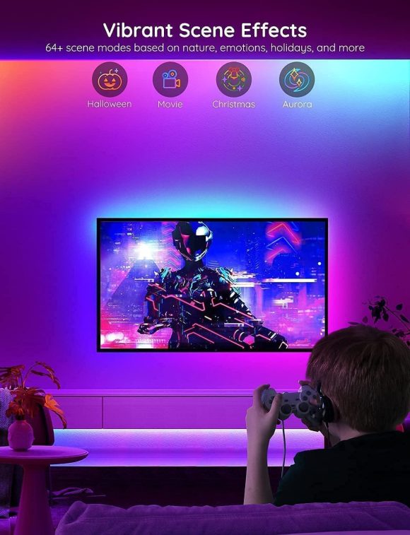 Govee 100ft RGBIC LED Strip Lights, Smart LED Lights Work with Alexa and Google Assistant, LED Lights for Bedroom WiFi App Control Segmented DIY Multiple Colors, Color Changing Light, (2 x 50ft) - Image 2