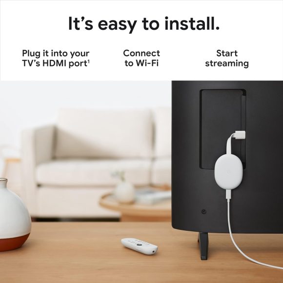 Google Chromecast with Google TV (4K)- Streaming Stick Entertainment with Voice Search - Watch Movies, Shows, and Live TV in 4K HDR - Snow Snow Google Chromecast + TV 4K - Image 4