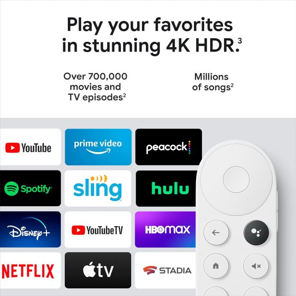 Google Chromecast with Google TV (4K)- Streaming Stick Entertainment with Voice Search - Watch Movies, Shows, and Live TV in 4K HDR - Snow Snow Google Chromecast + TV 4K - Image 3