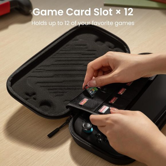tomtoc Slim Carrying Case for Nintendo Switch 2 Model 2025, Odorless Felt Protective Hard Shell with 12 Game Card Slots, Portable Travel Storage Case with Original Patent and Military Grade Protection Black - Image 6