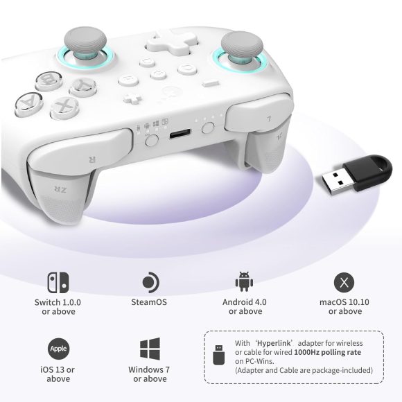 GuliKit KK3 MAX Controller, Kingkong 3 Pro Switch Controller (No Drift) for Switch/PC/Android/MacOS/IOS with 4 Back Buttons, Hall Joysticks and Triggers, Maglev/Rotor/HD Vibration (White) - Image 2