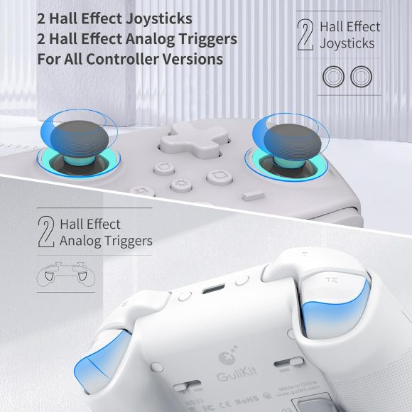 GuliKit KK3 MAX Controller, Kingkong 3 Pro Switch Controller (No Drift) for Switch/PC/Android/MacOS/IOS with 4 Back Buttons, Hall Joysticks and Triggers, Maglev/Rotor/HD Vibration (White) - Image 7