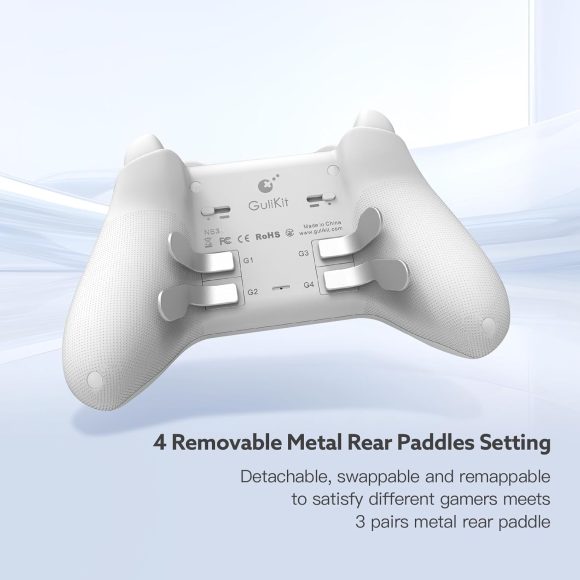 GuliKit KK3 MAX Controller, Kingkong 3 Pro Switch Controller (No Drift) for Switch/PC/Android/MacOS/IOS with 4 Back Buttons, Hall Joysticks and Triggers, Maglev/Rotor/HD Vibration (White) - Image 5