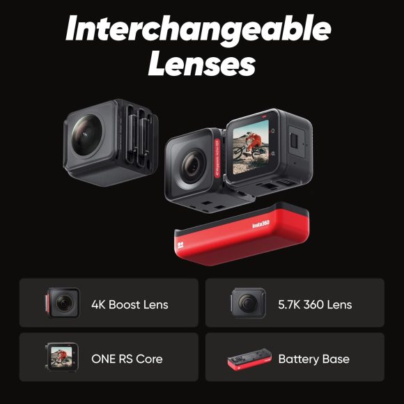 Insta360 ONE RS Twin Edition – Waterproof 4K 60fps Action Camera & 5.7K 360 Camera with Interchangeable Lenses, Stabilization, 48MP Photo, Active HDR, AI Editing Standalone - Image 9