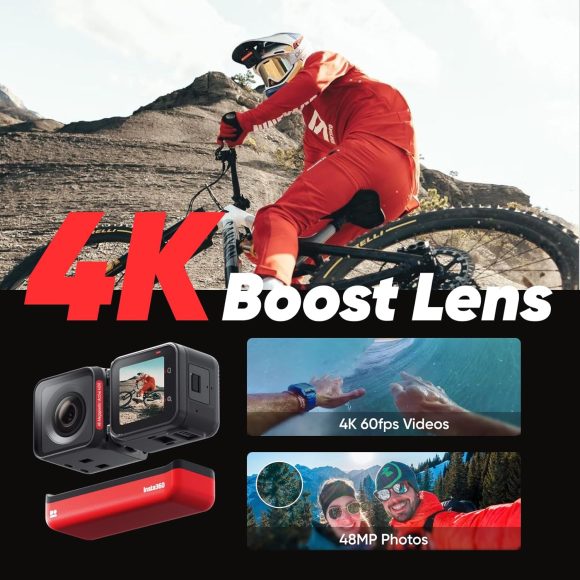Insta360 ONE RS Twin Edition – Waterproof 4K 60fps Action Camera & 5.7K 360 Camera with Interchangeable Lenses, Stabilization, 48MP Photo, Active HDR, AI Editing Standalone - Image 8