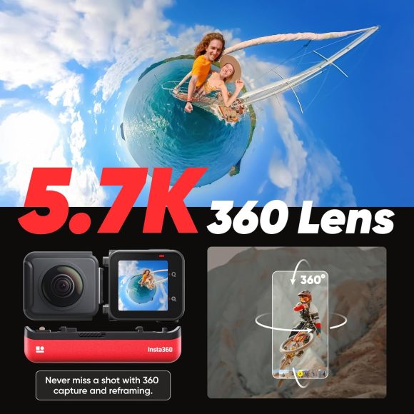 Insta360 ONE RS Twin Edition – Waterproof 4K 60fps Action Camera & 5.7K 360 Camera with Interchangeable Lenses, Stabilization, 48MP Photo, Active HDR, AI Editing Standalone - Image 7