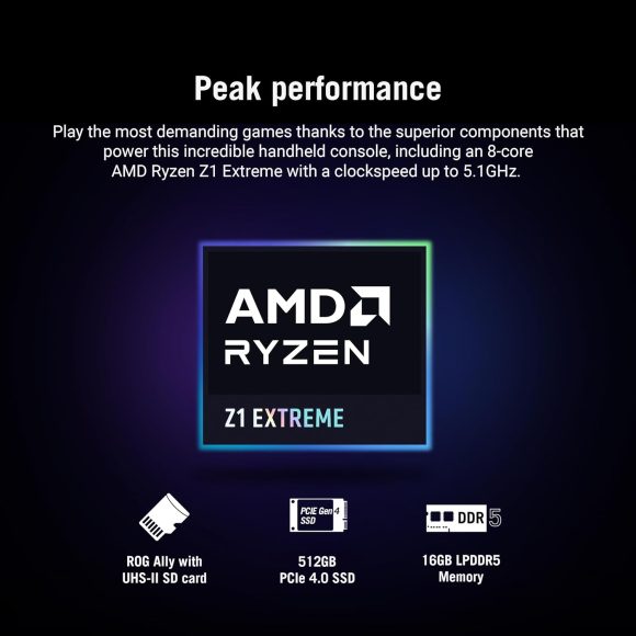 ASUS ROG Ally 7" 120Hz FHD 1080p Gaming Handheld Touchscreen AMD Ryzen Z1 Extreme 16GB RAM 512GB White - Image 8